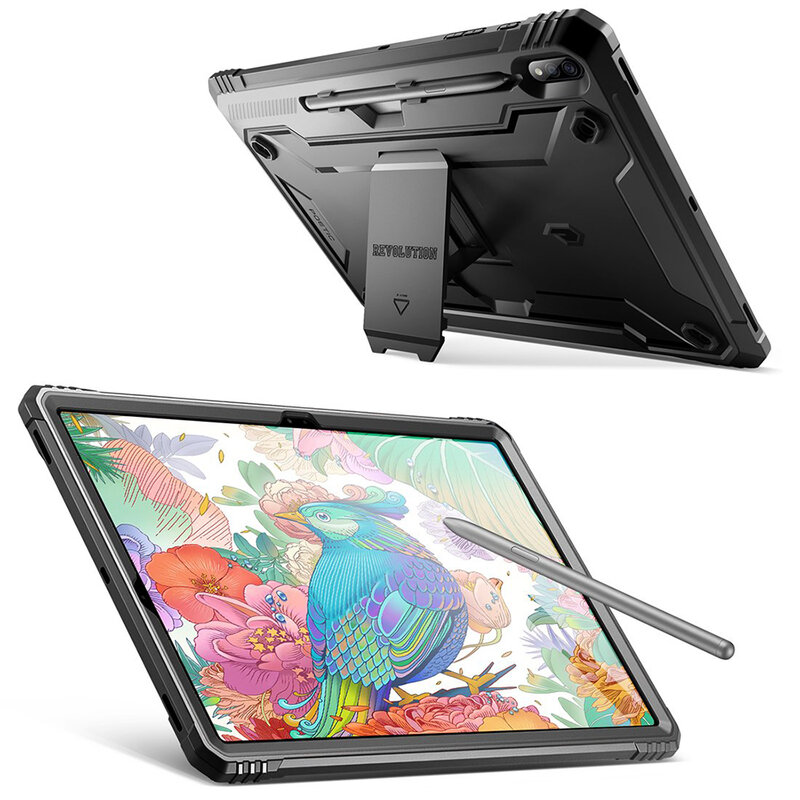 [Pachet 360°] Husa Samsung Galaxy Tab S7 Plus 12.4 T970/T976 Poetic Revolution + Folie Ecran - Negru