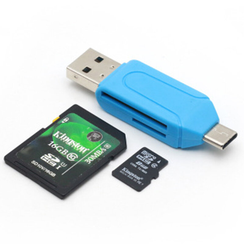 Card reader SD, MicroSD, Mobster 2in1, universal, Micro-USB, USB 2.0, alb