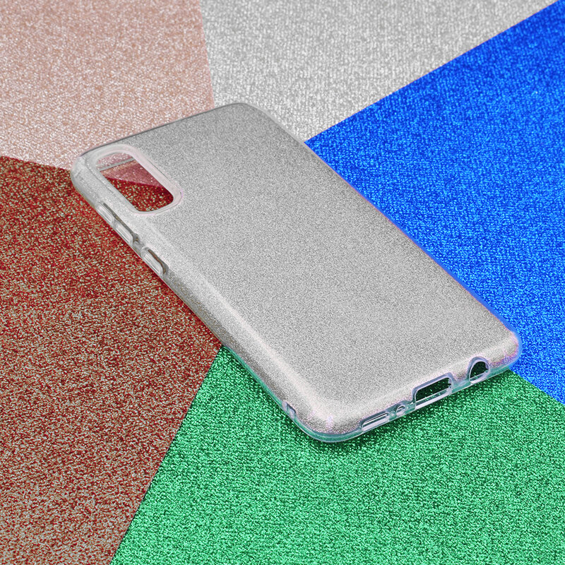 Husa Samsung Galaxy A70s Color TPU Sclipici - Argintiu