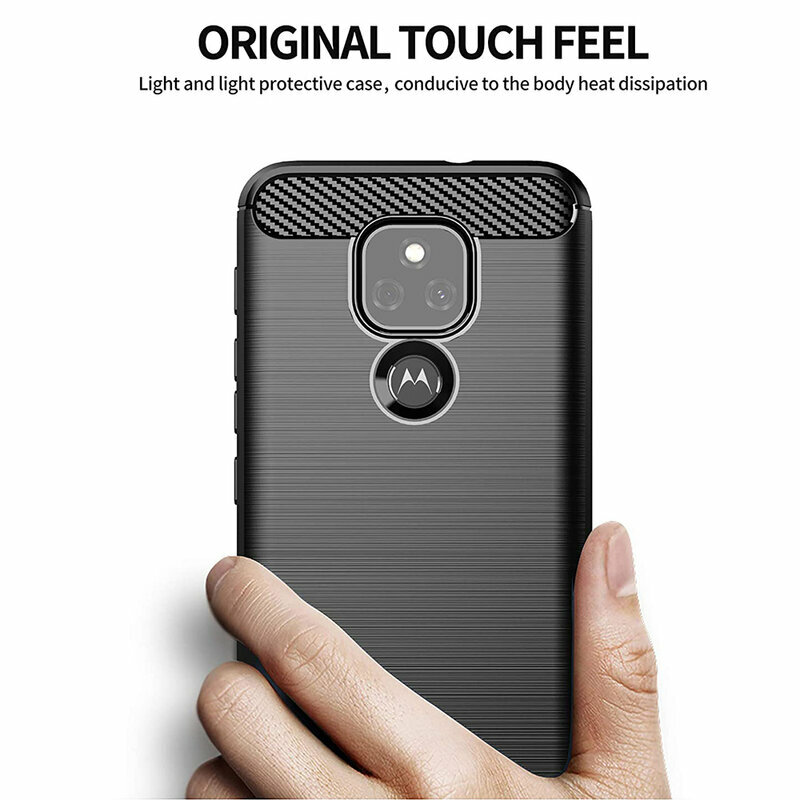 Husa Motorola Moto E7 Plus Techsuit Carbon Silicone, negru
