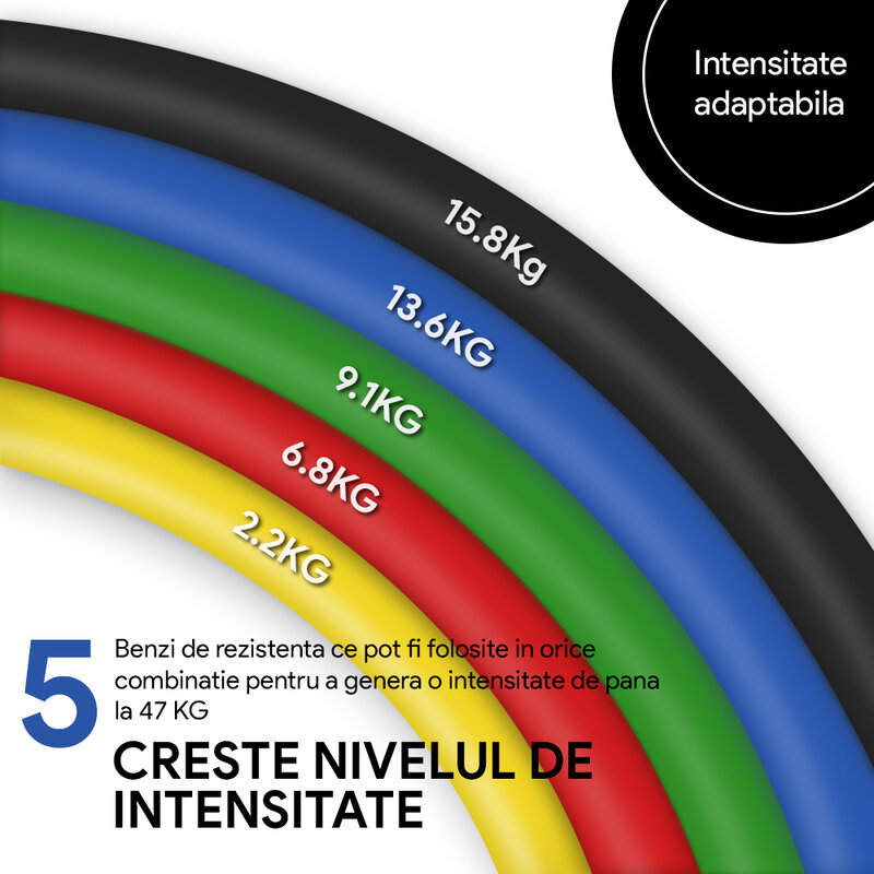 Set antrenament, 11 piese cu benzi de rezistenta, 45+ exercitii diferite