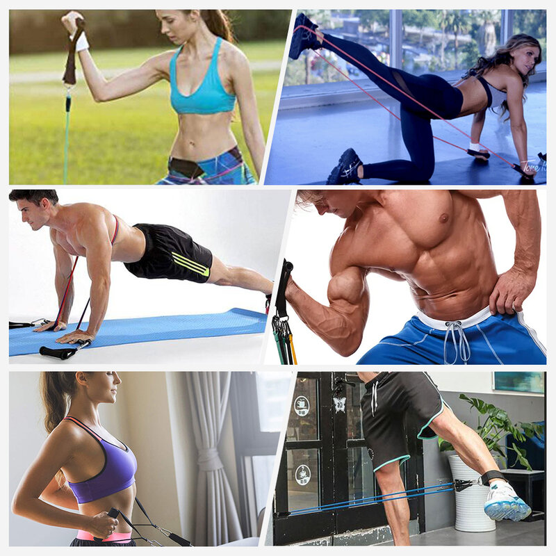Set antrenament, 11 piese cu benzi de rezistenta, 45+ exercitii diferite