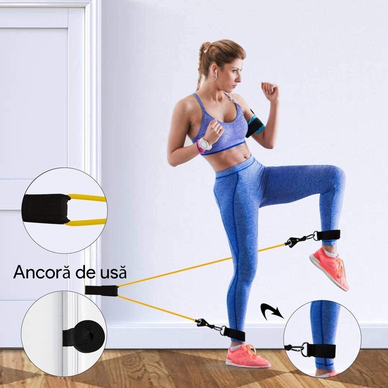 Set antrenament, 11 piese cu benzi de rezistenta, 45+ exercitii diferite