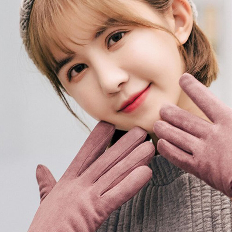 Manusi touchscreen dama Knit Kitty, piele ecologica, gri