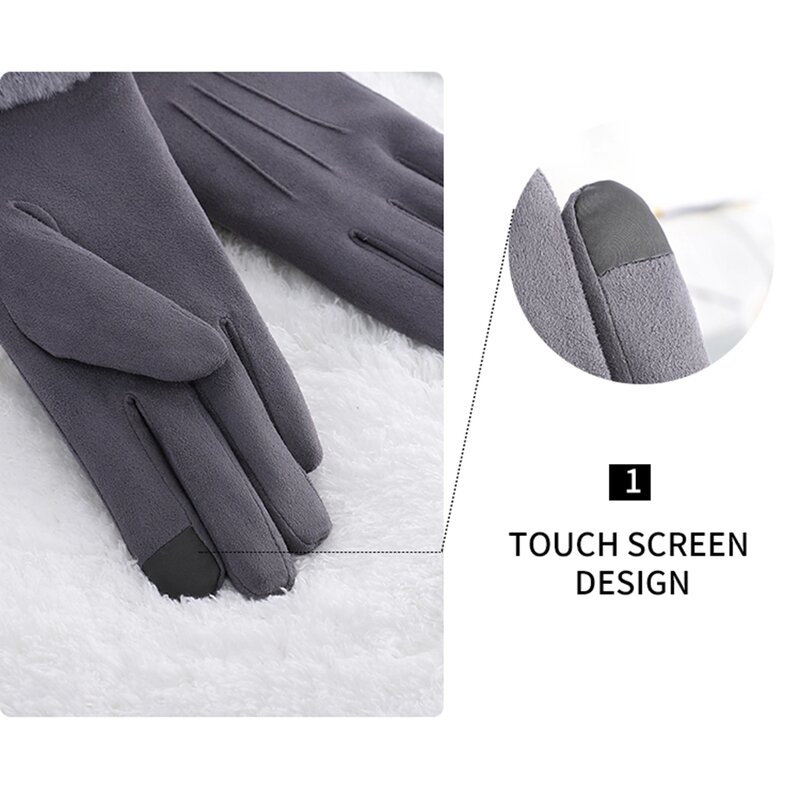 Manusi touchscreen dama Knit HLH, piele ecologica, maro