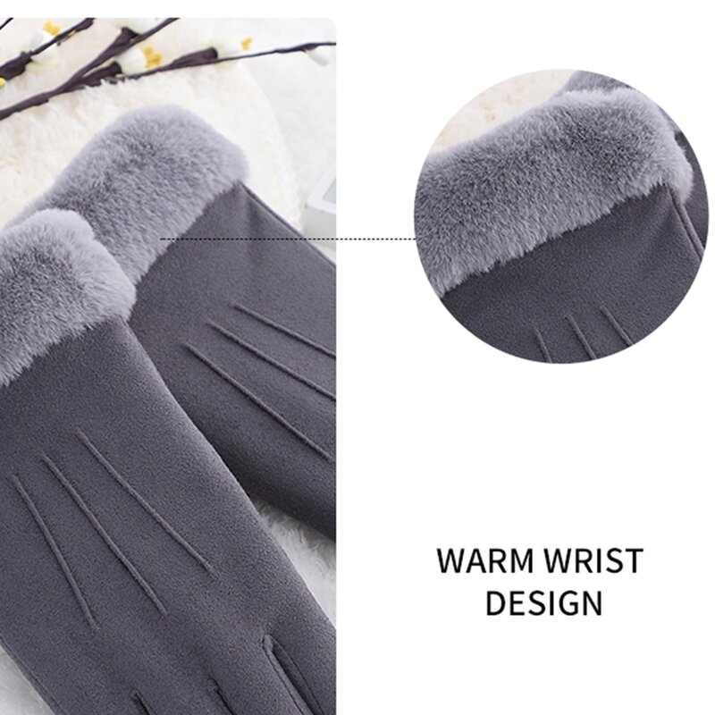 Manusi touchscreen dama Knit HLH, piele ecologica, gri