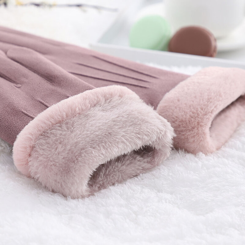 Manusi touchscreen dama Knit HLH, piele ecologica, roz