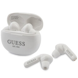 Casti in-ear Guess, wireless, Bluetooth earbuds, statie incarcare, alb, GUTWS1CWH