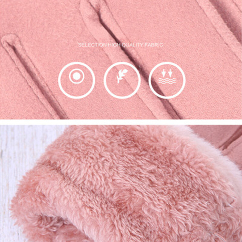 Manusi touchscreen dama Knit Cat, piele ecologica, roz