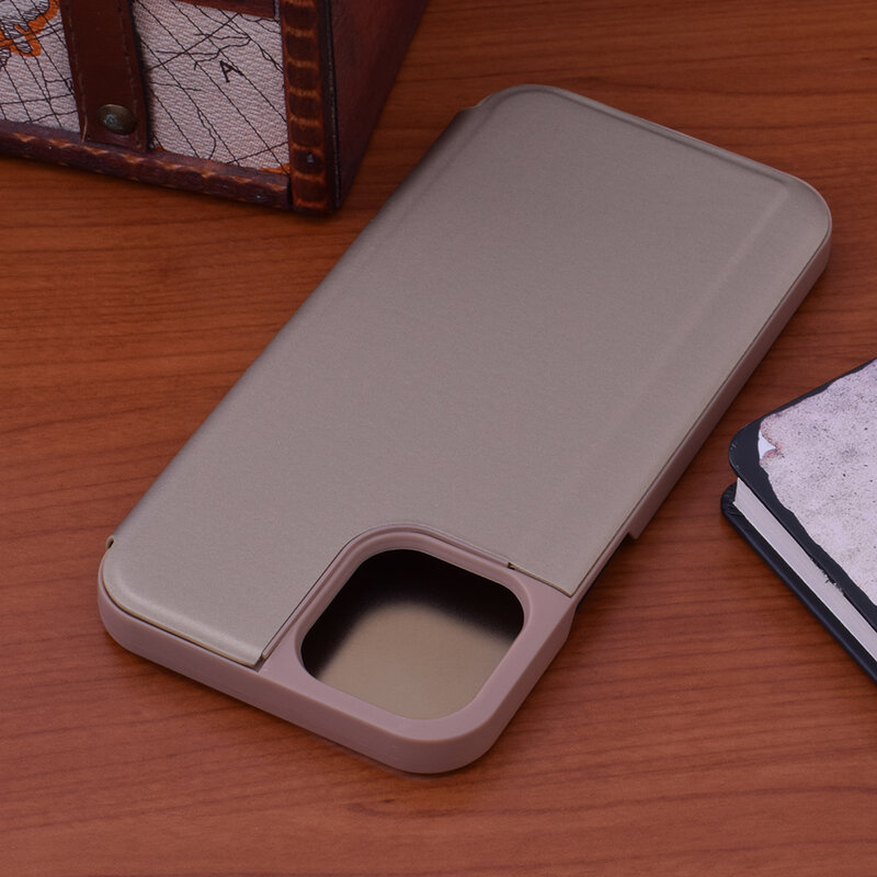 Husa iPhone 12 Pro Max Flip Standing Cover - Auriu