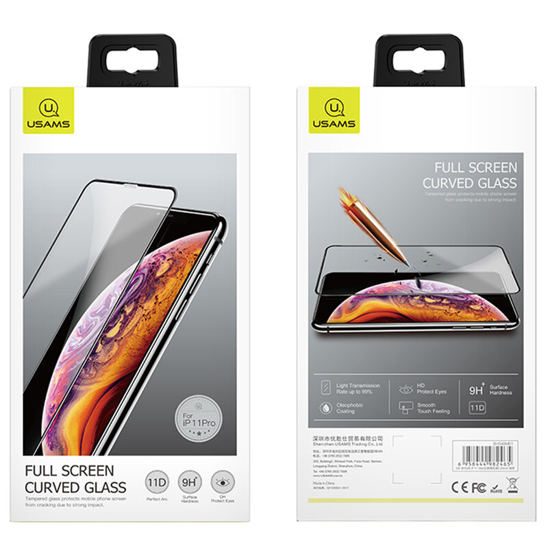 Folie Sticla iPhone 11 Pro USAMS Full Screen Curved Glass - Negru