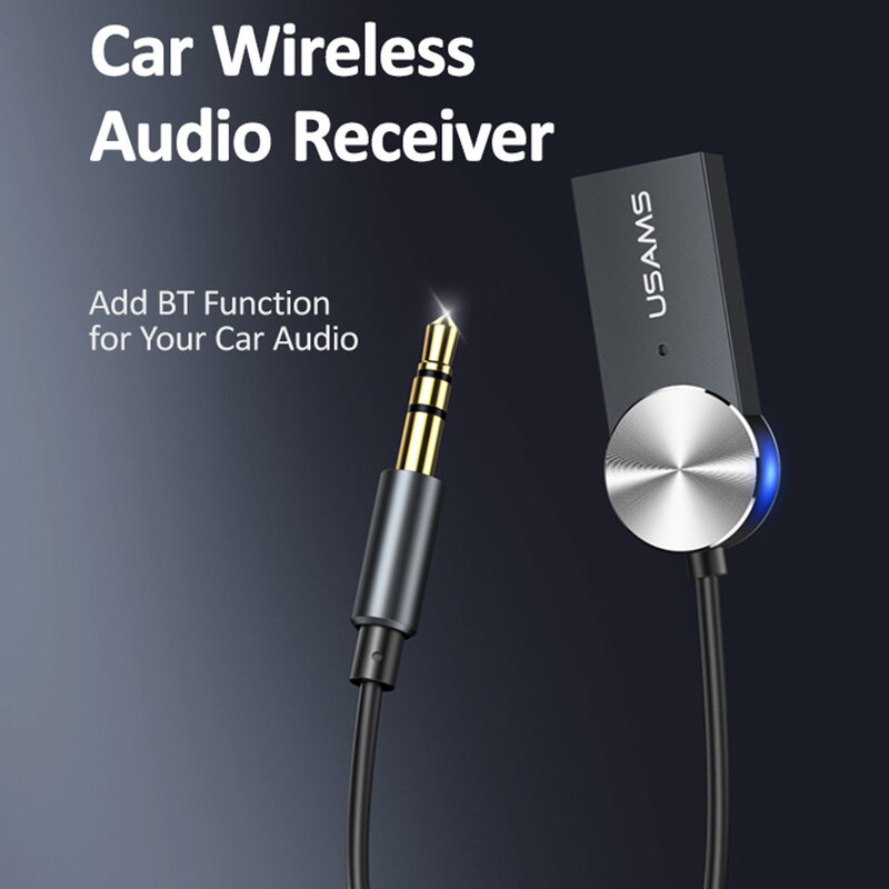Receptor audio Usams, transmitator auto wireless, USB, Jack 3.5mm, negru, US-SJ464