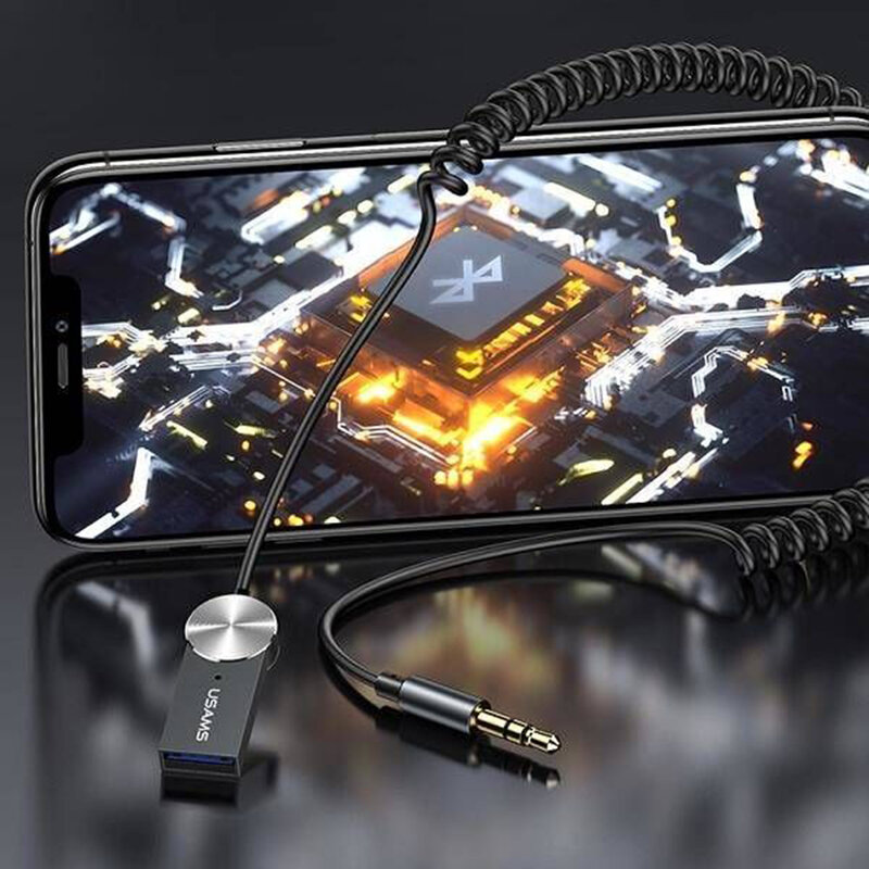 Receptor audio Usams, transmitator auto wireless, USB, Jack 3.5mm, negru, US-SJ464