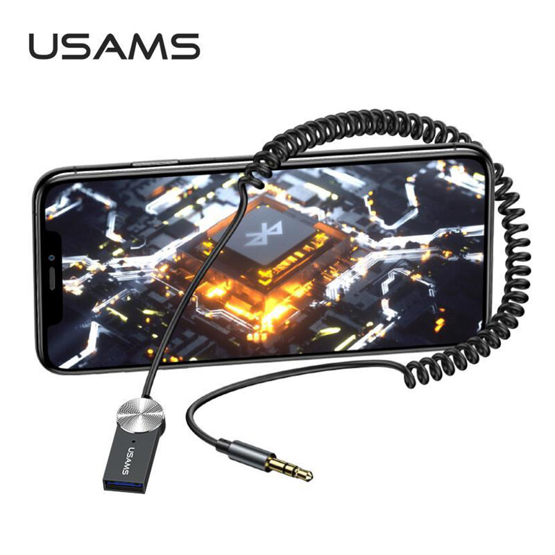 Receptor audio Usams, transmitator auto wireless, USB, Jack 3.5mm, negru, US-SJ464