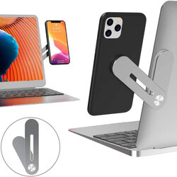 Suport magnetic Mobster pentru telefon, prindere adeziva de laptop, argintiu