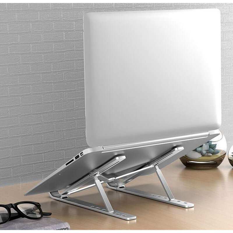 Suport laptop Techsuit, stand pliabil si reglabil universal, argintiu