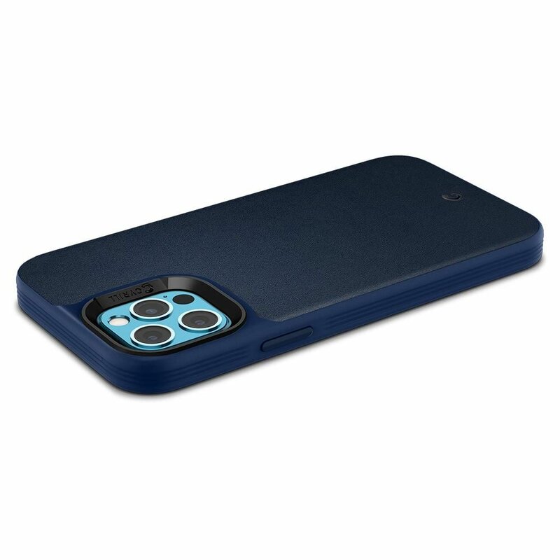 Husa iPhone 12 Pro Spigen Ciel by Cyrill Leather Brick - Albastru Inchis