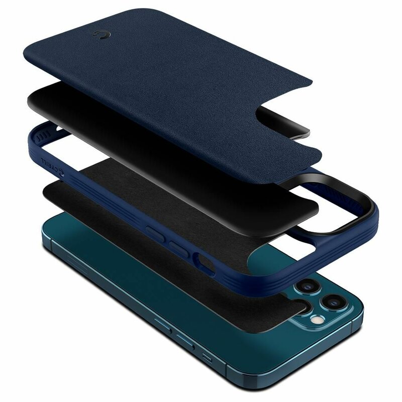 Husa iPhone 12 Pro Spigen Ciel by Cyrill Leather Brick - Albastru Inchis