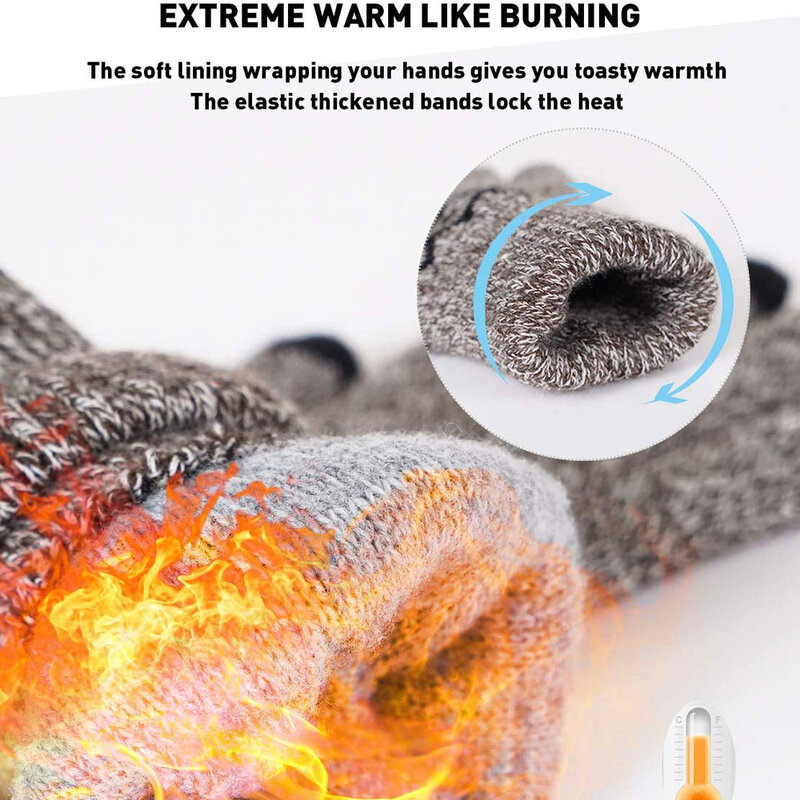 Manusi touchscreen barbati Thermal Insulation, lana, marimea XL, maro