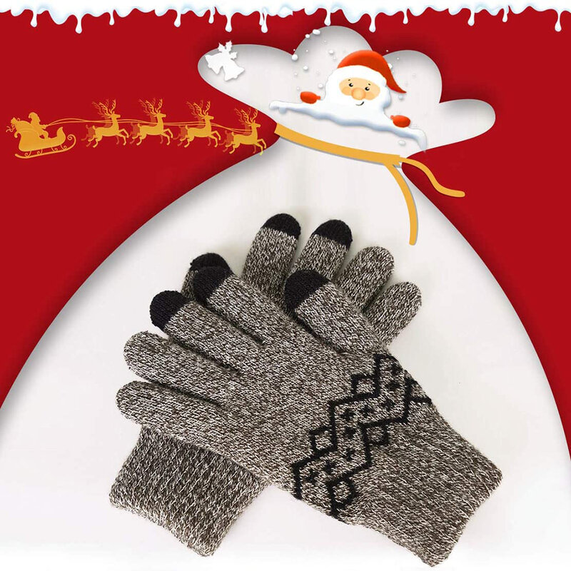 Manusi touchscreen barbati Thermal Insulation, lana, marimea XL, maro