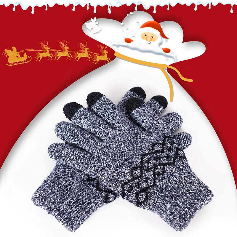 Manusi touchscreen barbati Thermal Insulation, lana, marimea XL, albastru