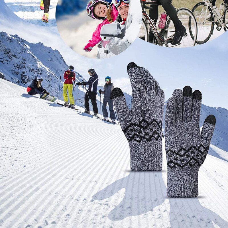 Manusi touchscreen barbati Thermal Insulation, lana, marimea XL, albastru