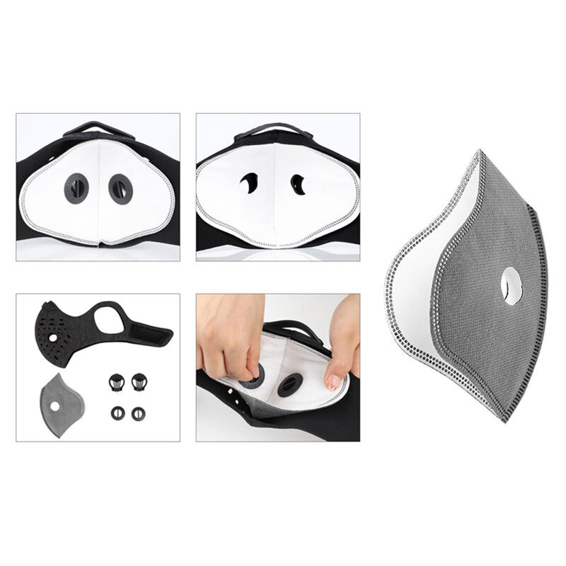 Masca sport cu filtru Fdtwelve F1, 2 valve, reutilizabila, neagra