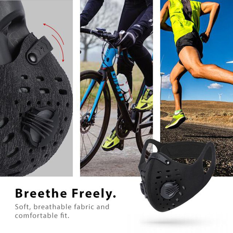 Masca sport cu filtru Fdtwelve F1, 2 valve, reutilizabila, neagra