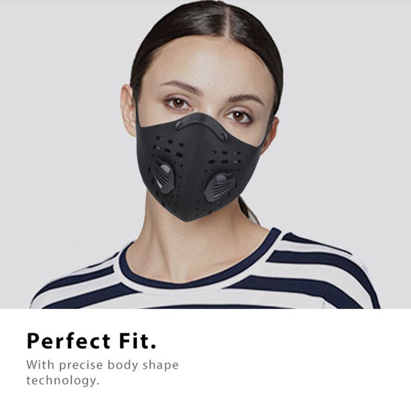 Masca sport cu filtru Fdtwelve F1, 2 valve, reutilizabila, neagra