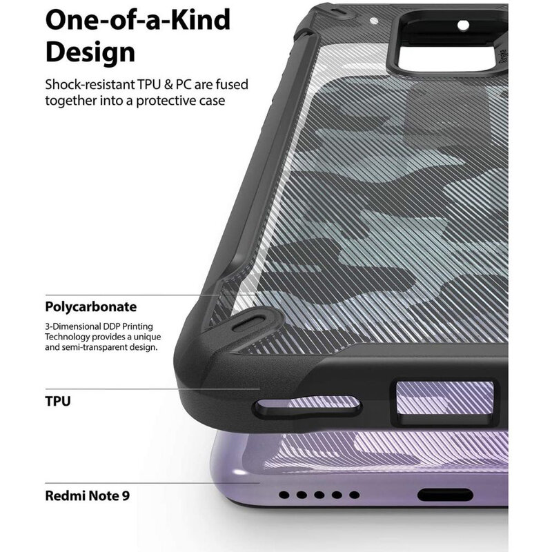 Husa Xiaomi Redmi Note 9 Ringke Fusion X Design - Camo Black