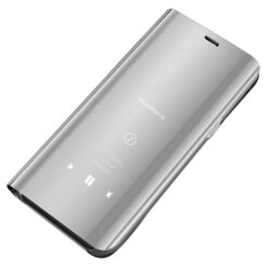 Husa Motorola Moto E7 Plus Flip Standing Cover - Argintiu