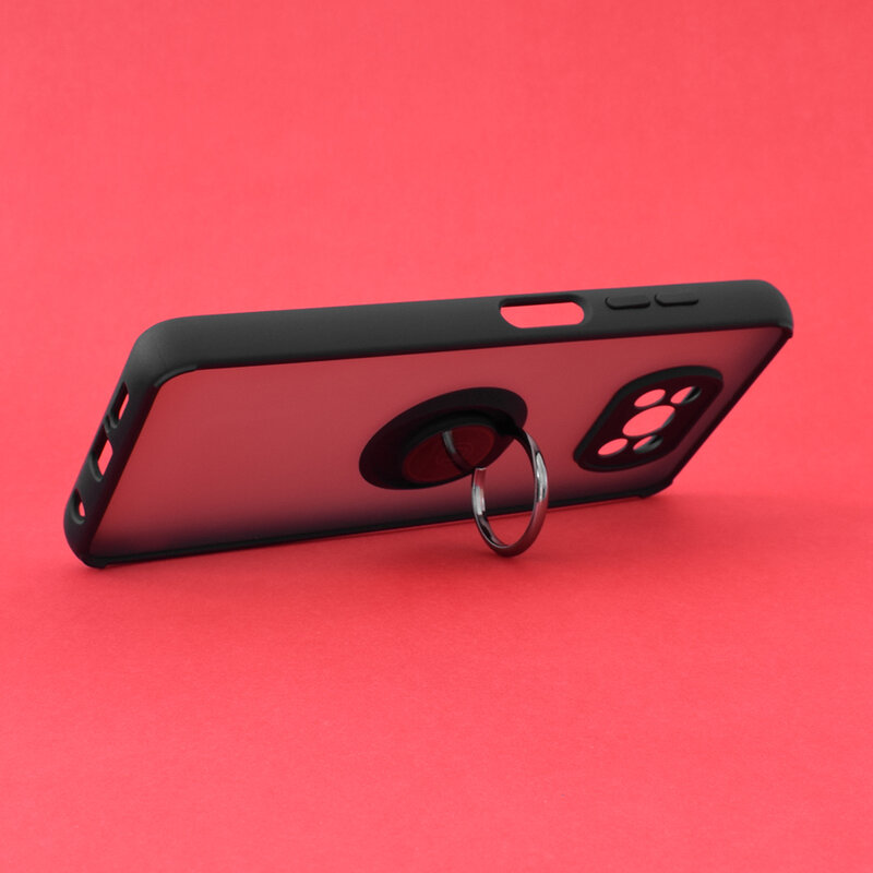Husa Xiaomi Poco X3 Mobster Glinth Cu Inel Suport Stand Magnetic - Negru