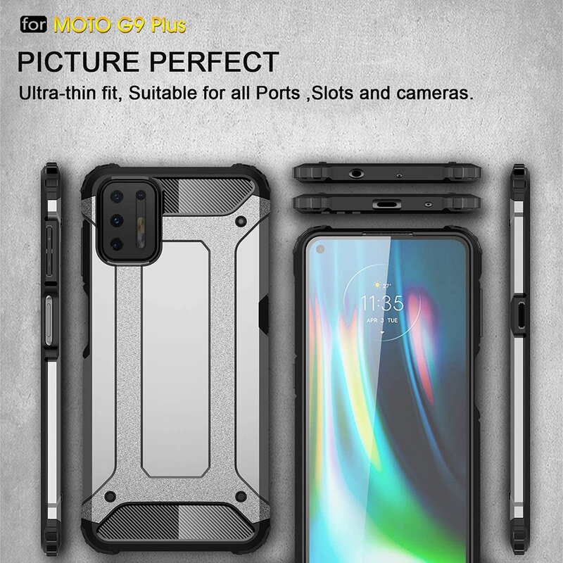 Husa Motorola Moto G9 Plus Techsuit Hybrid Armor, negru