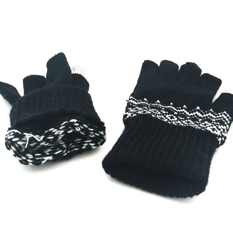 Manusi touchscreen dama Techsuit Knitting, lana, negru, ST0003
