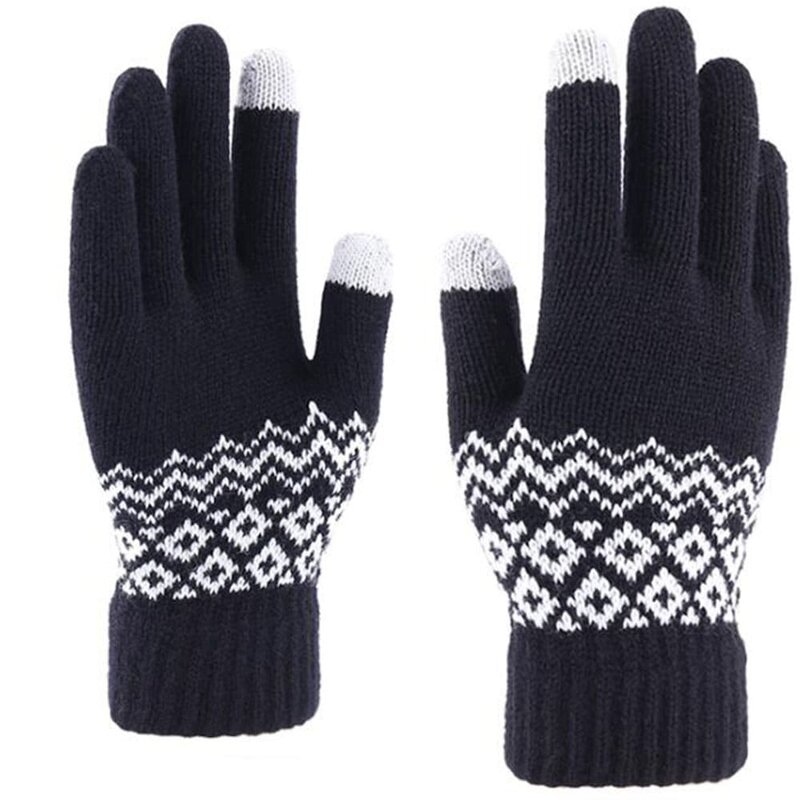 Manusi touchscreen dama Mobster Knitting, lana, negru, ST0003