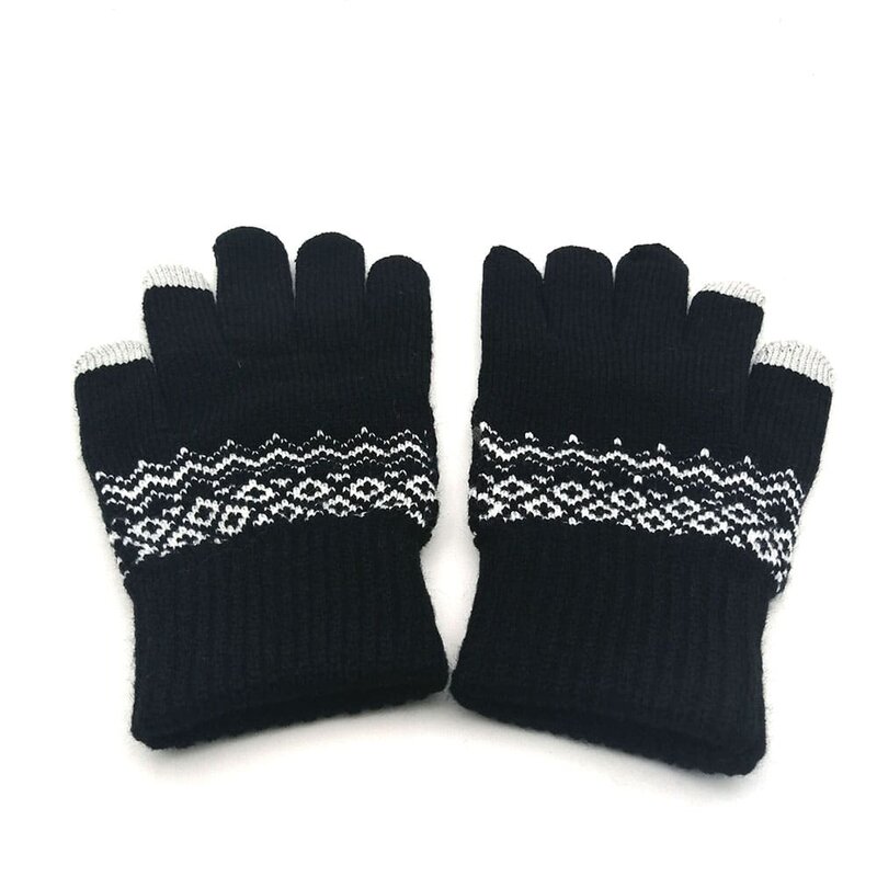 Manusi touchscreen dama Techsuit Knitting, lana, negru, ST0003