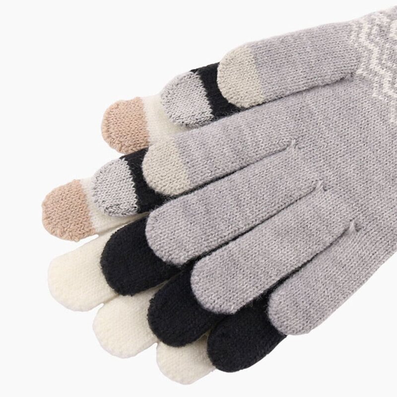 Manusi touchscreen dama Techsuit Knitting, lana, negru, ST0003