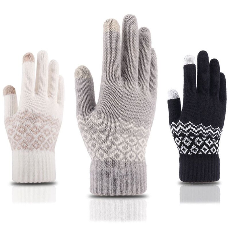 Manusi touchscreen dama Techsuit Knitting, lana, negru, ST0003