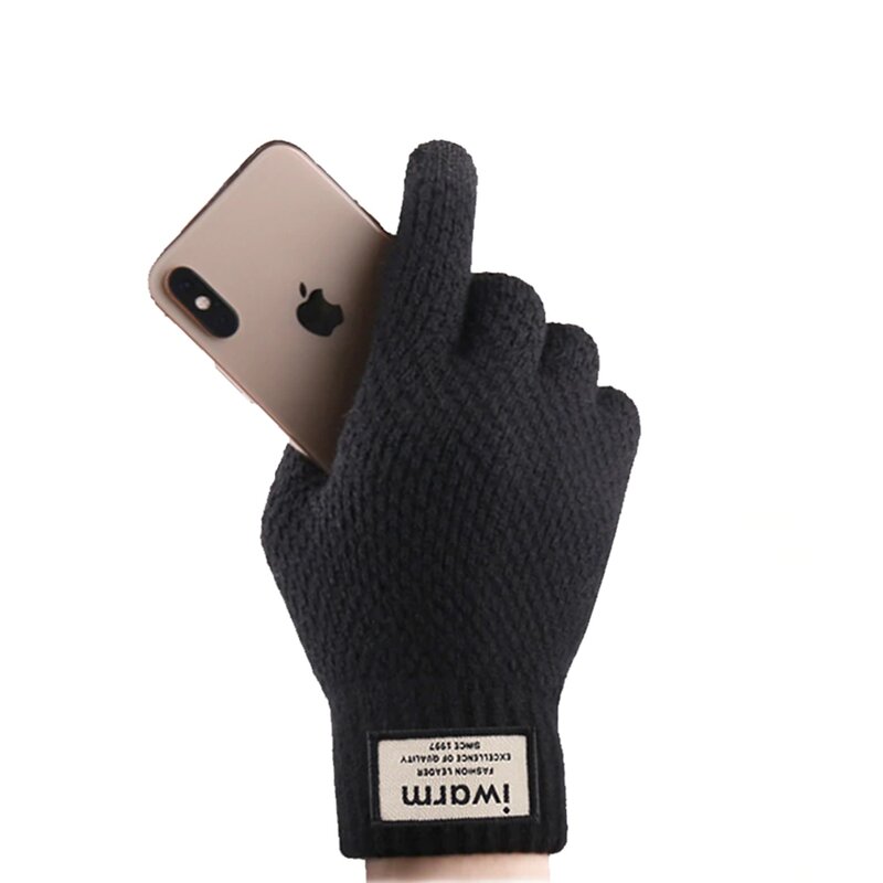 Manusi touchscreen barbati iWarm, lana, negru, ST0007