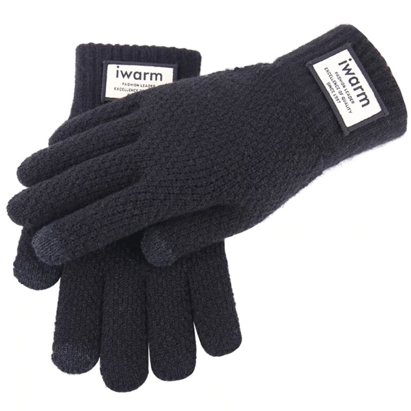 Manusi touchscreen barbati iWarm, lana, negru, ST0007