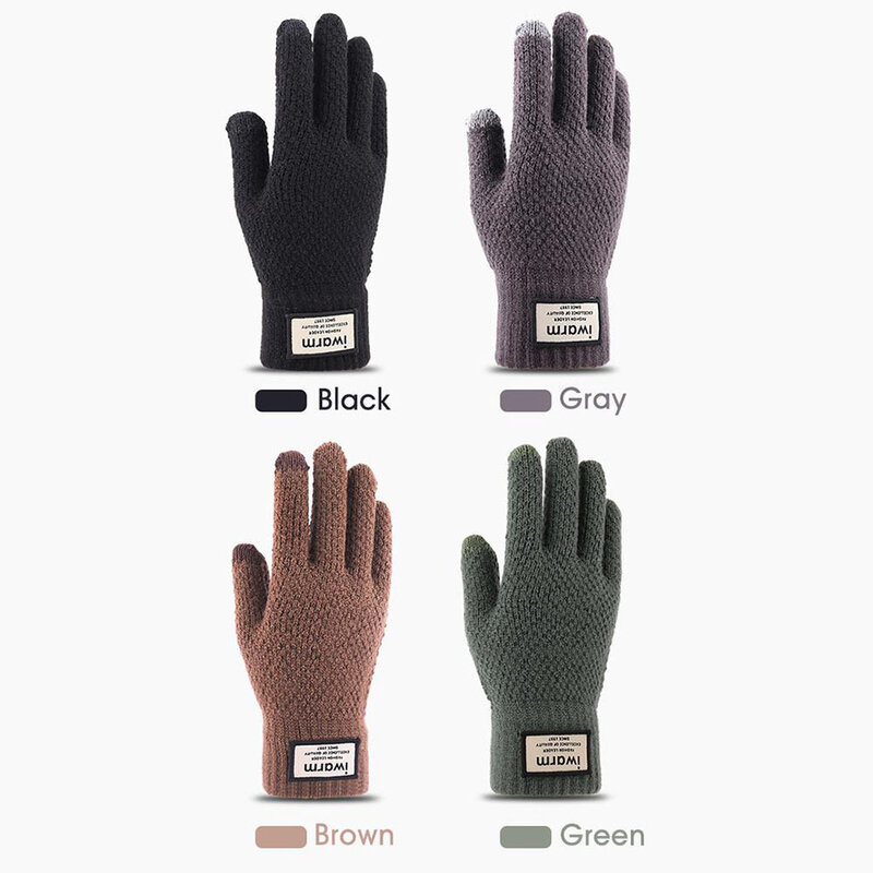 Manusi touchscreen barbati iWarm, lana, verde, ST0007