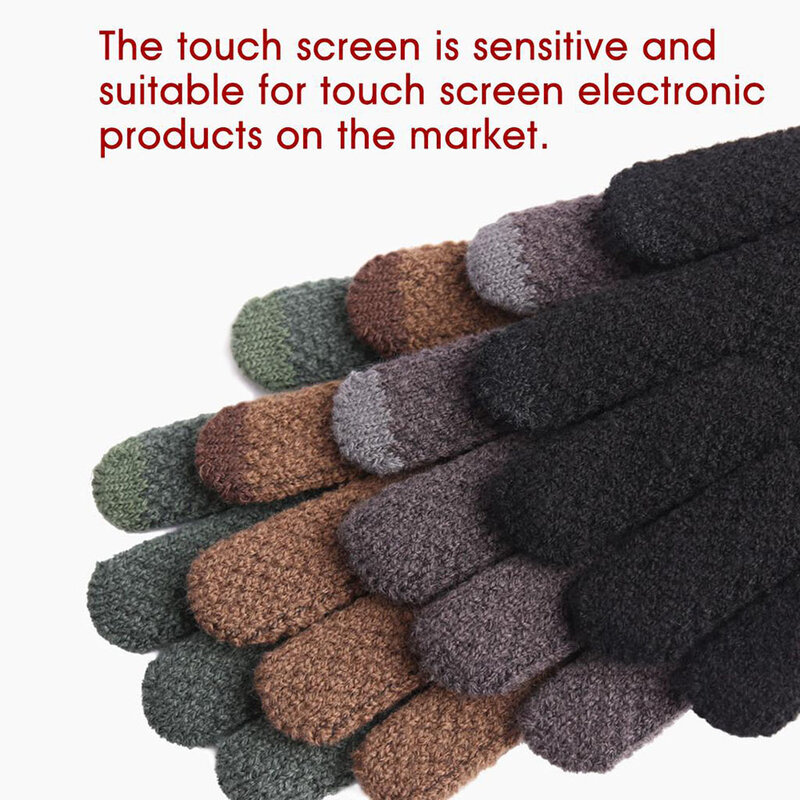 Manusi touchscreen barbati iWarm, lana, verde, ST0007