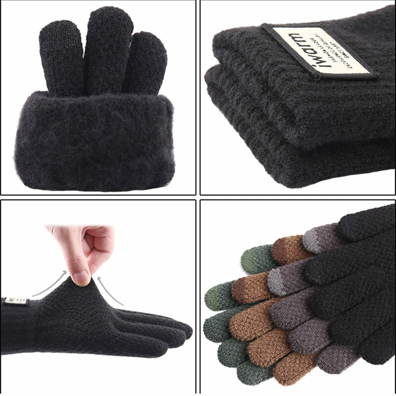 Manusi touchscreen barbati iWarm, lana, verde, ST0007