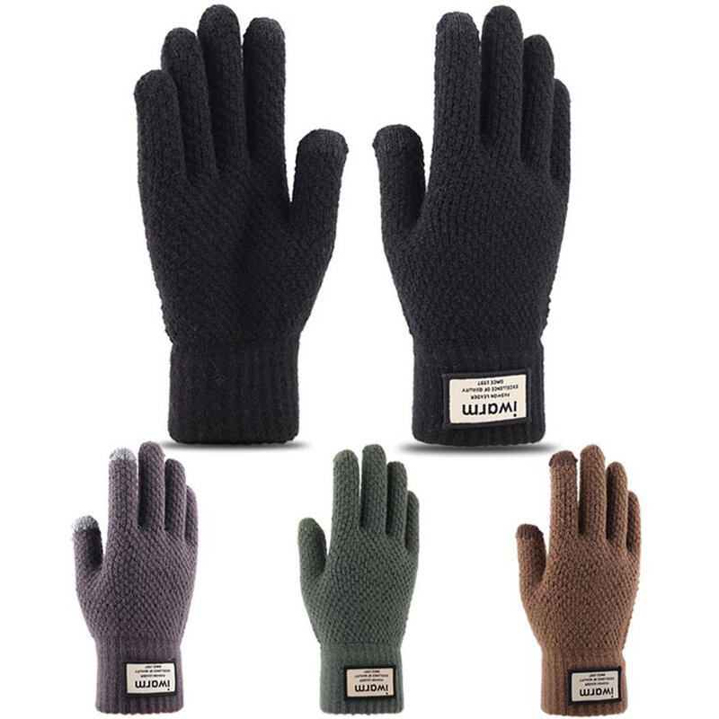 Manusi touchscreen barbati iWarm, lana, verde, ST0007