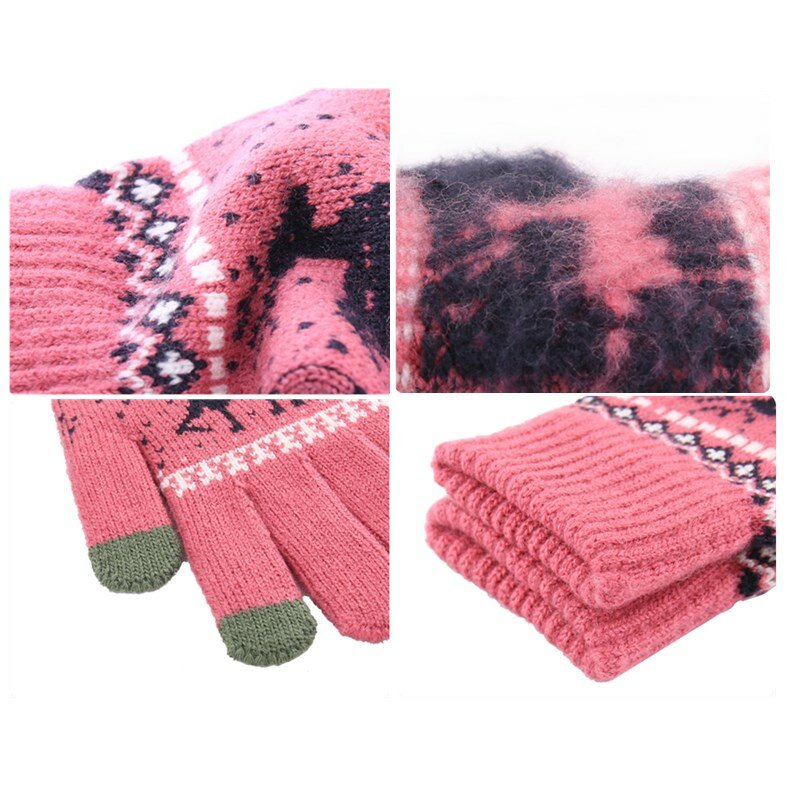 Manusi touchscreen dama Techsuit Reindeer, lana, kaki, ST0002