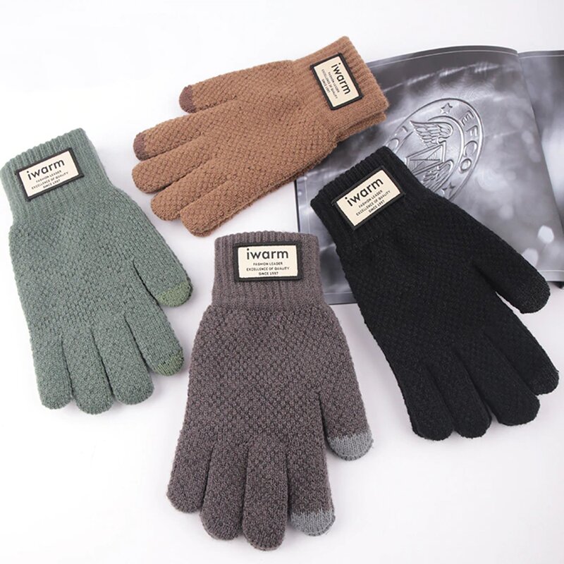 Manusi touchscreen barbati iWarm, lana, verde, ST0007