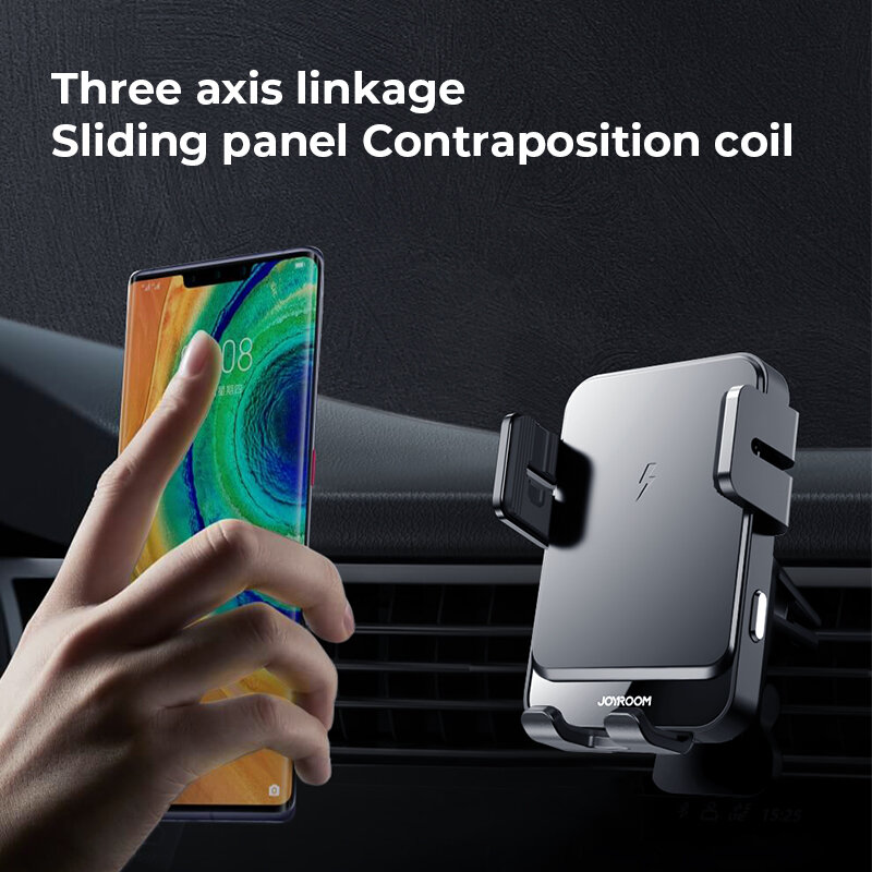 Suport auto incarcare wireless JoyRoom, prindere grila ventilatie, 15W, negru, JR-ZS219