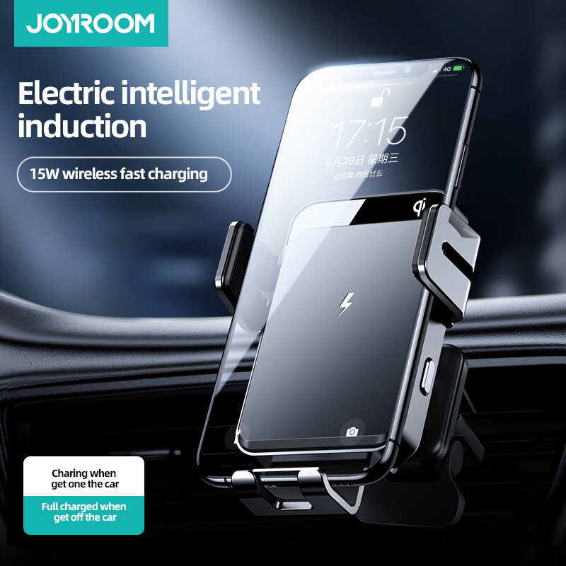 Suport auto incarcare wireless JoyRoom, prindere grila ventilatie, 15W, negru, JR-ZS219
