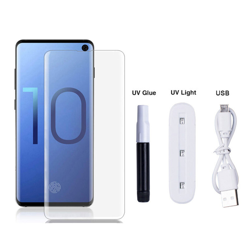 Folie Sticla Samsung Galaxy S10e Lito UV Glue 9H Cu Lampa Si Adeziv Lichid - Clear