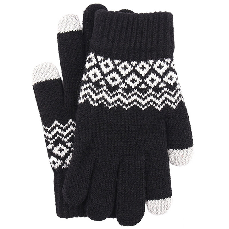 Manusi touchscreen dama Techsuit Knitting, lana, negru, ST0003